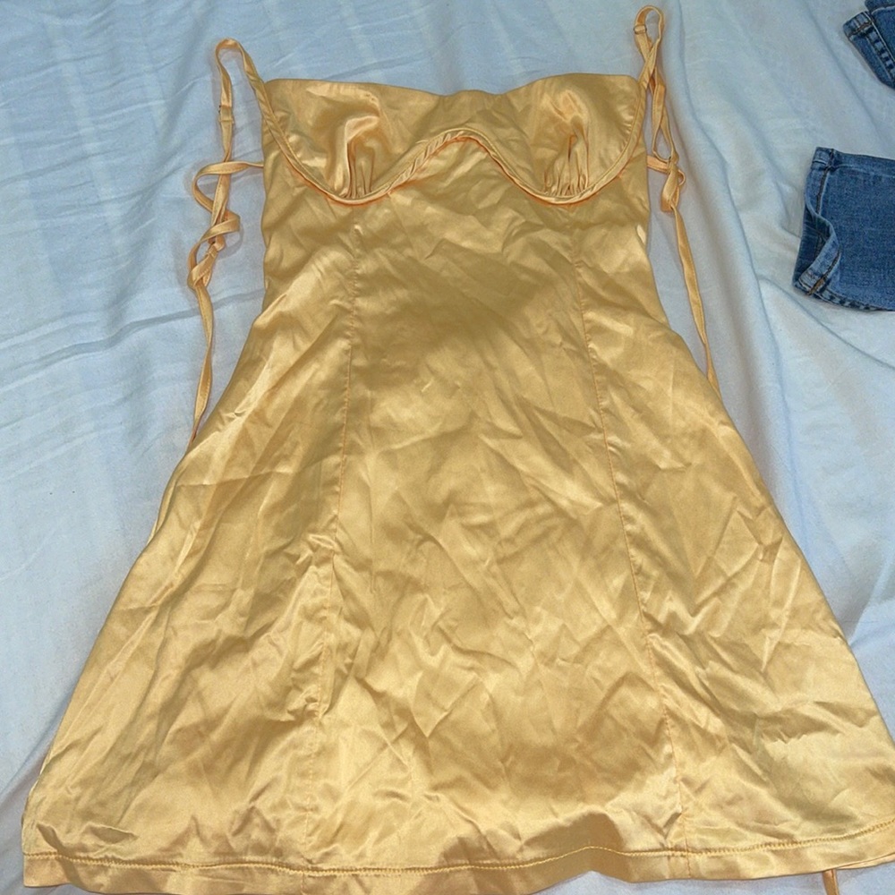 Yellow satin dress